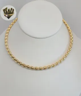 (1-6294-A) Gold Laminate - Twisted Open Wire Necklace - BGF