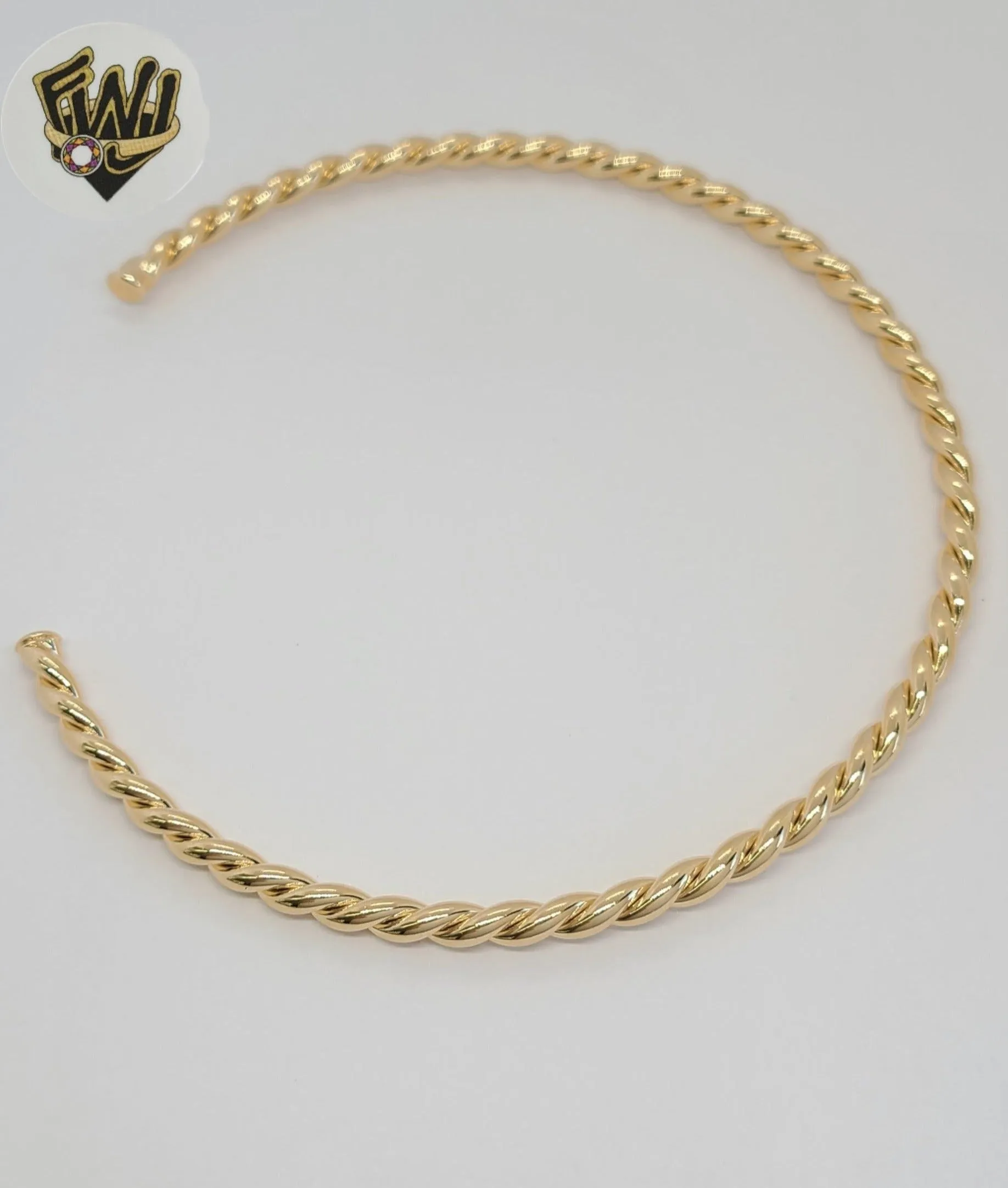 (1-6294-A) Gold Laminate - Twisted Open Wire Necklace - BGF