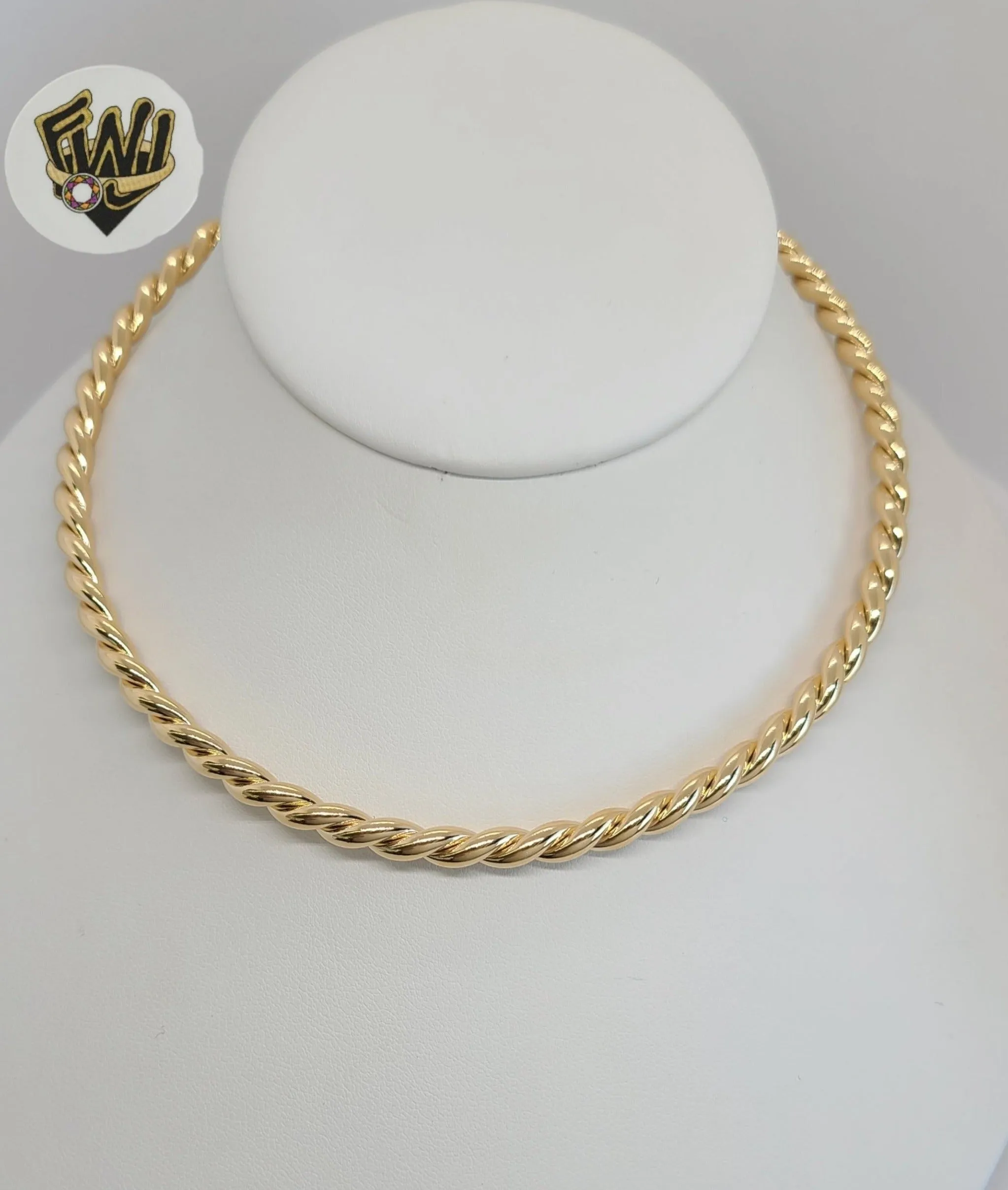 (1-6294-A) Gold Laminate - Twisted Open Wire Necklace - BGF