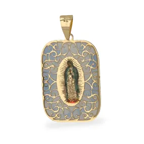 14K Yellow gold rectangle Virgin Mary pendant-226110