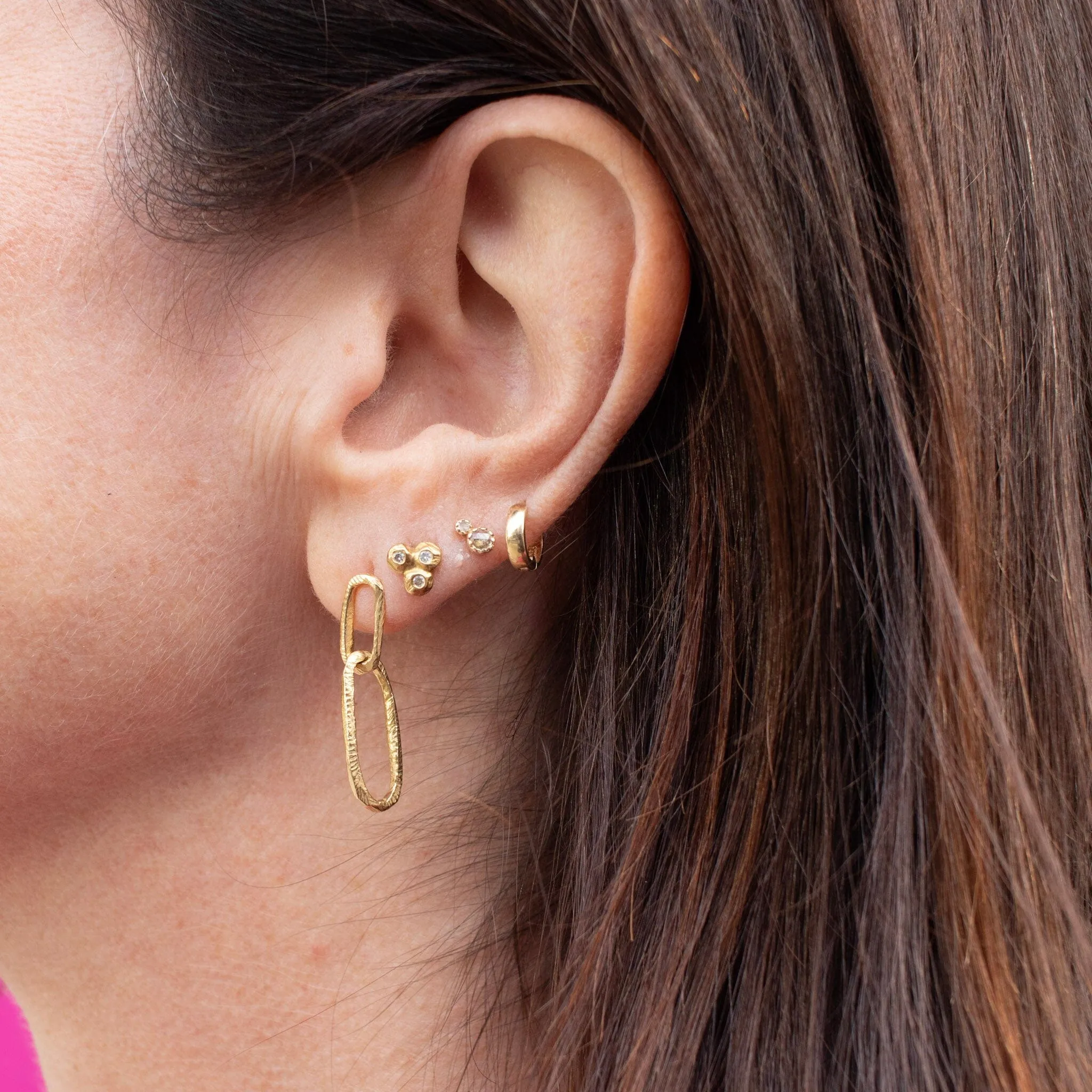 18K Carved Paperclip Drop Earrings