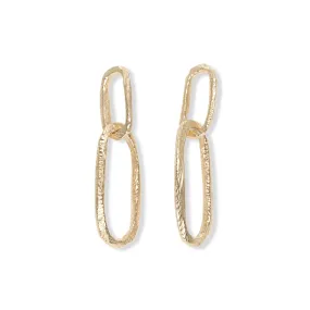 18K Carved Paperclip Drop Earrings