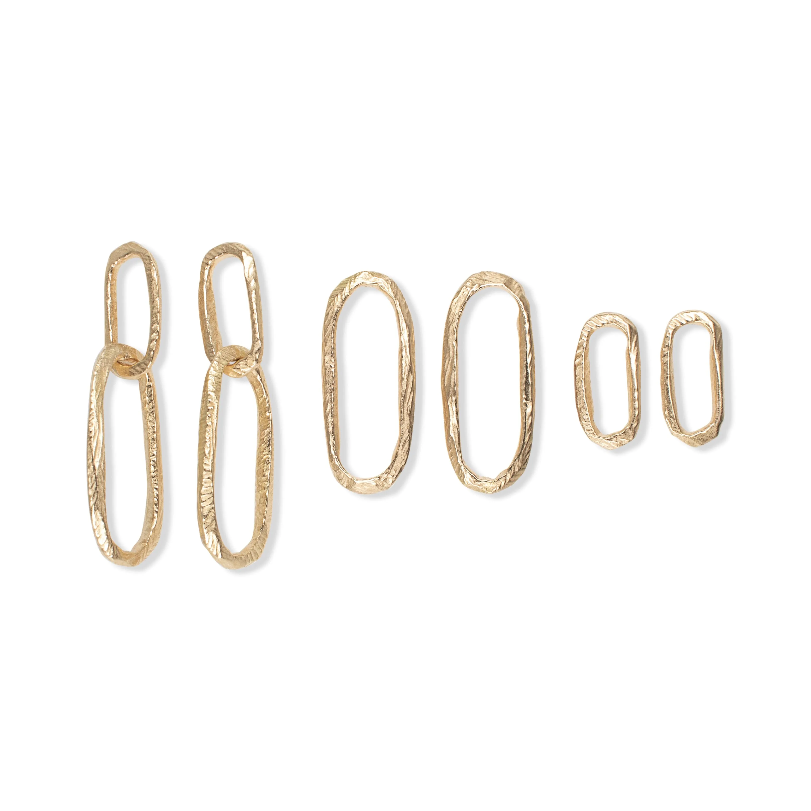 18K Carved Paperclip Drop Earrings