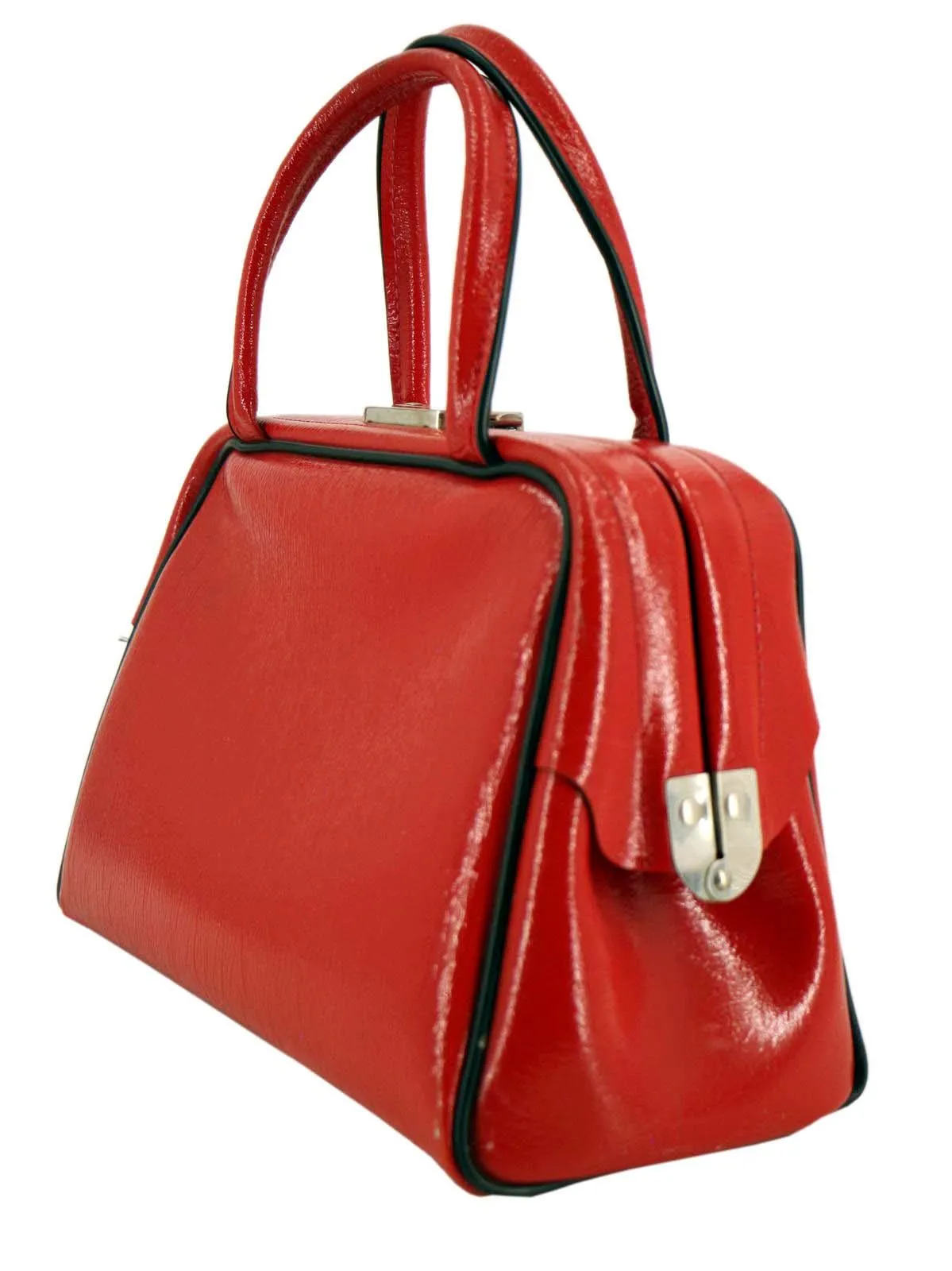 1960s Vintage Modernist Red Vinyl Handbag