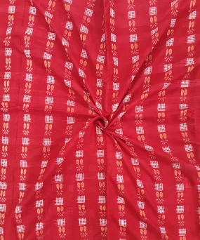 2.5 m Red white handwoven cotton sambalpuri kurta material