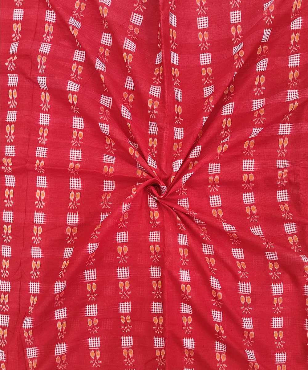 2.5 m Red white handwoven cotton sambalpuri kurta material