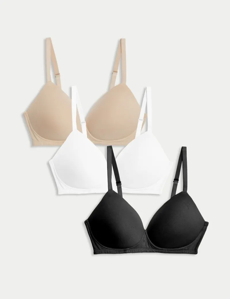 3pk Non Wired T-Shirt Bras A-E