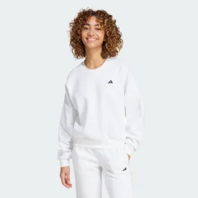 ADIDAS WOMEN'S SMALL LOGO FEELCOZY CREW WHITE