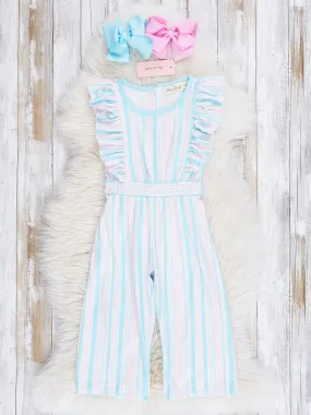 All The Pastels Stripe Ruffle Jumpsuit