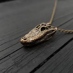 American Alligator Skull Pendant Necklace