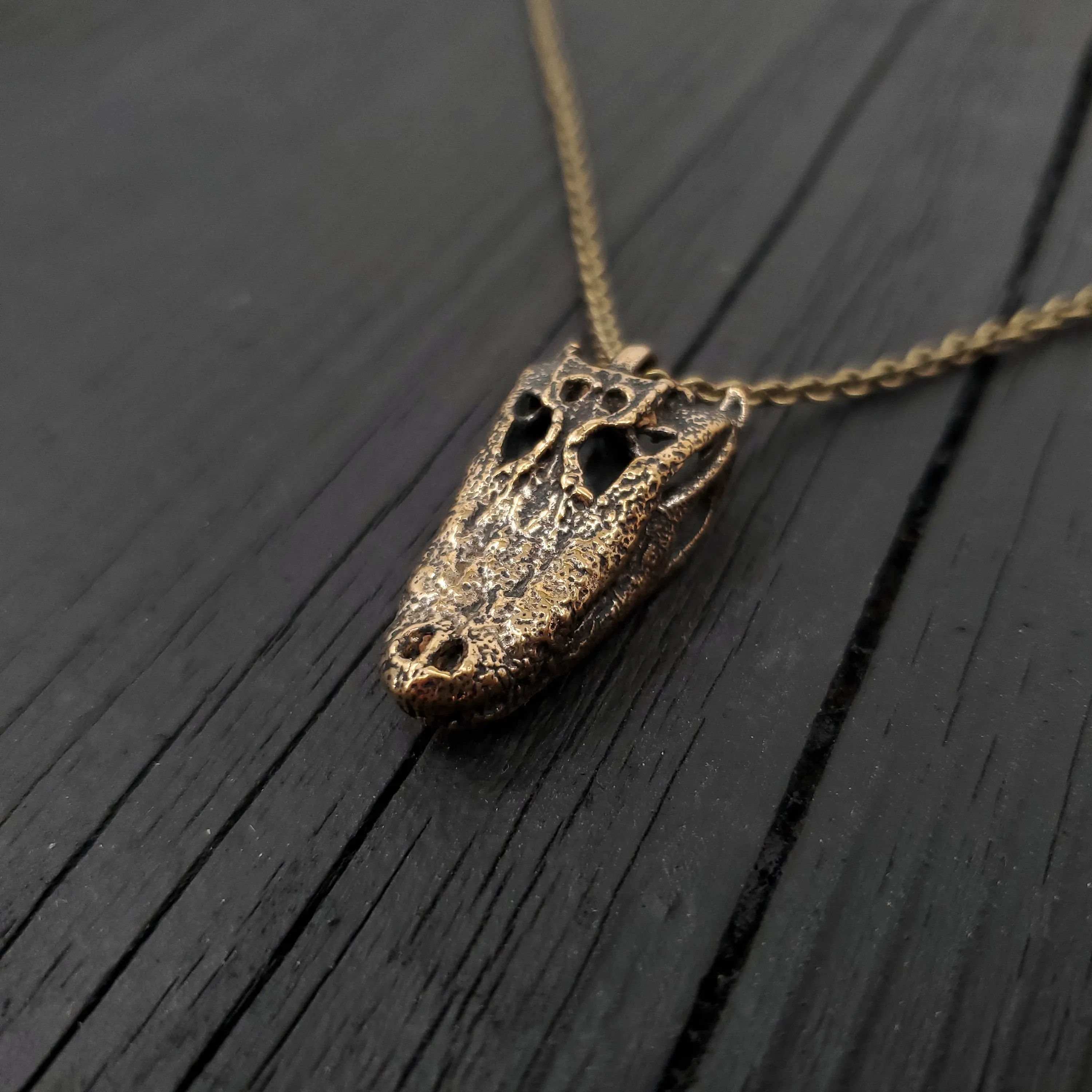 American Alligator Skull Pendant Necklace