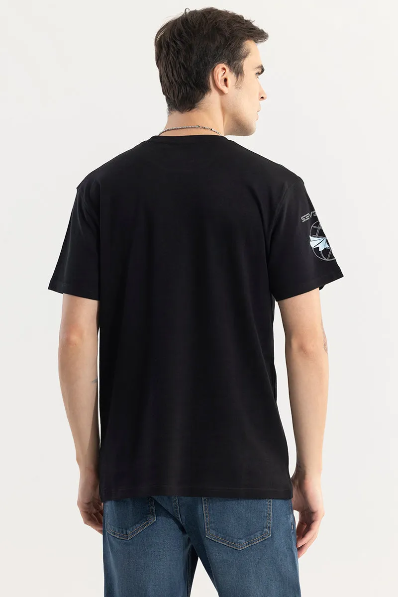 Another World Reflective Print Black T-Shirt