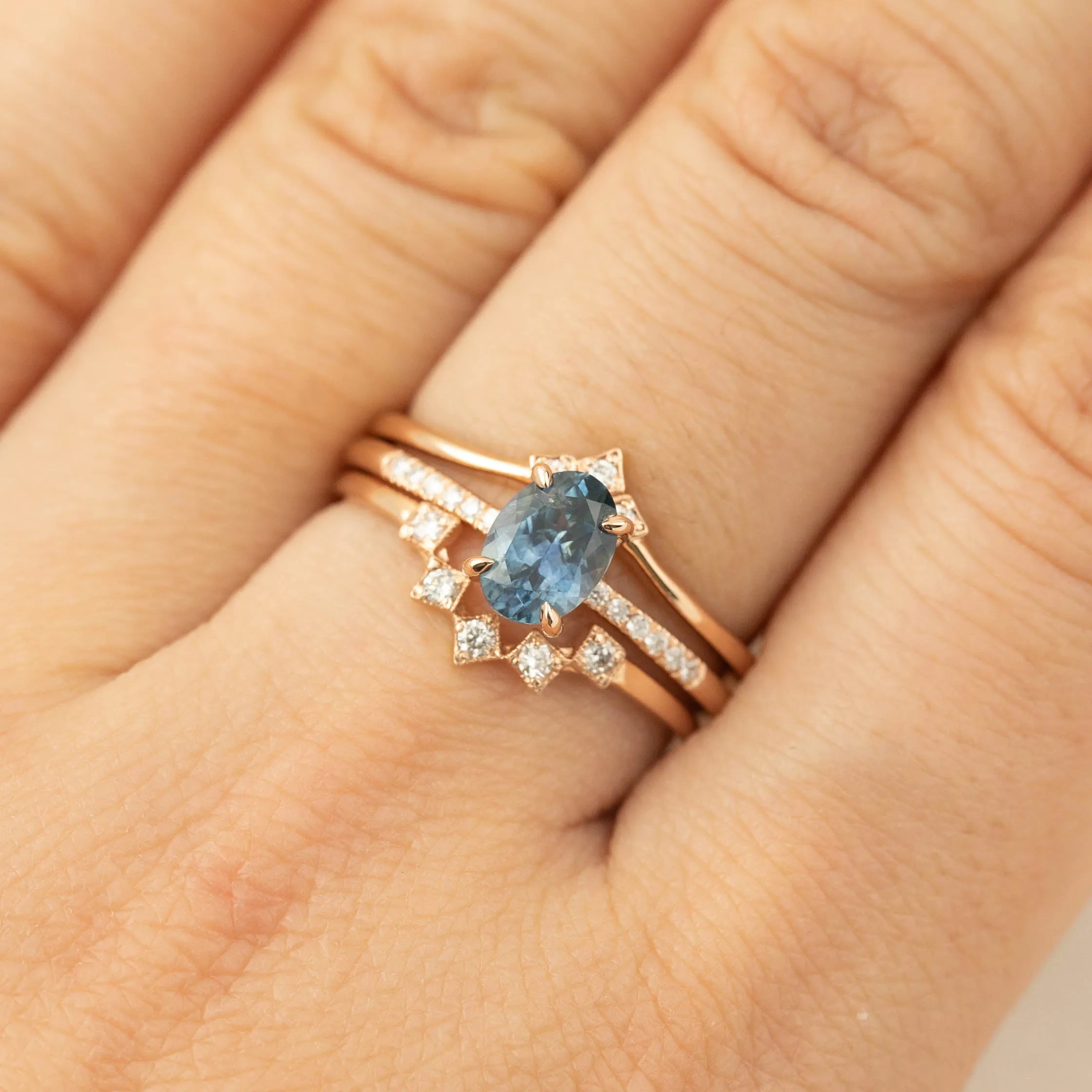 Audrey Ring - 1.07ct Montana Sapphire, 14k Rose Gold (One of a kind)