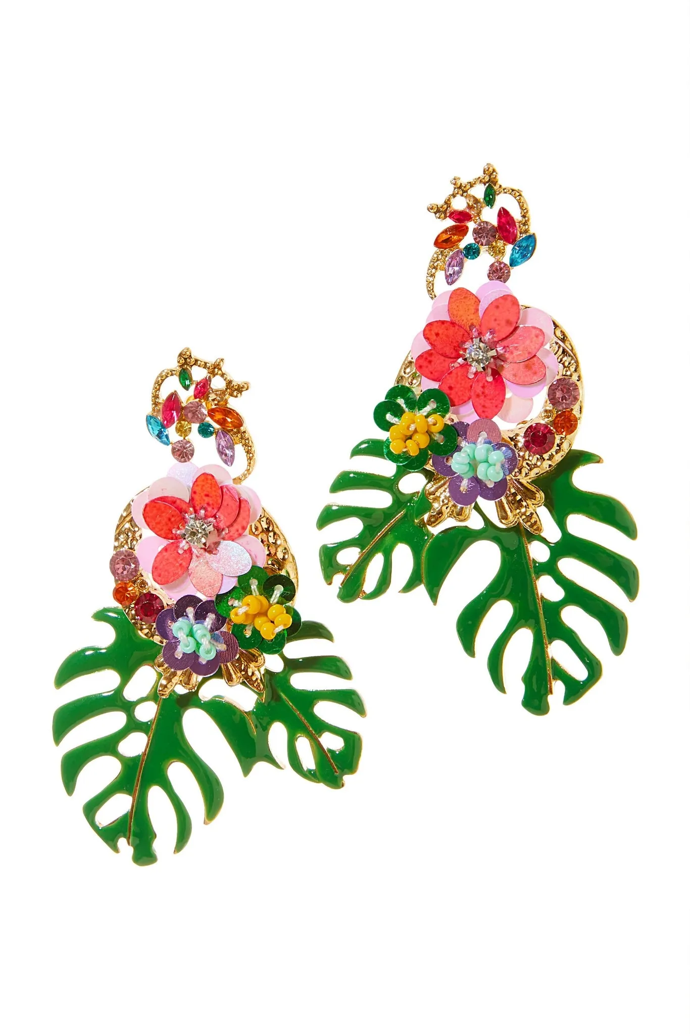 Beaded Tropical Earrings Multi