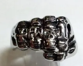 Biker Fist Skull FTW Ring. 925 Sterling Silver Ring.-UDINC0066