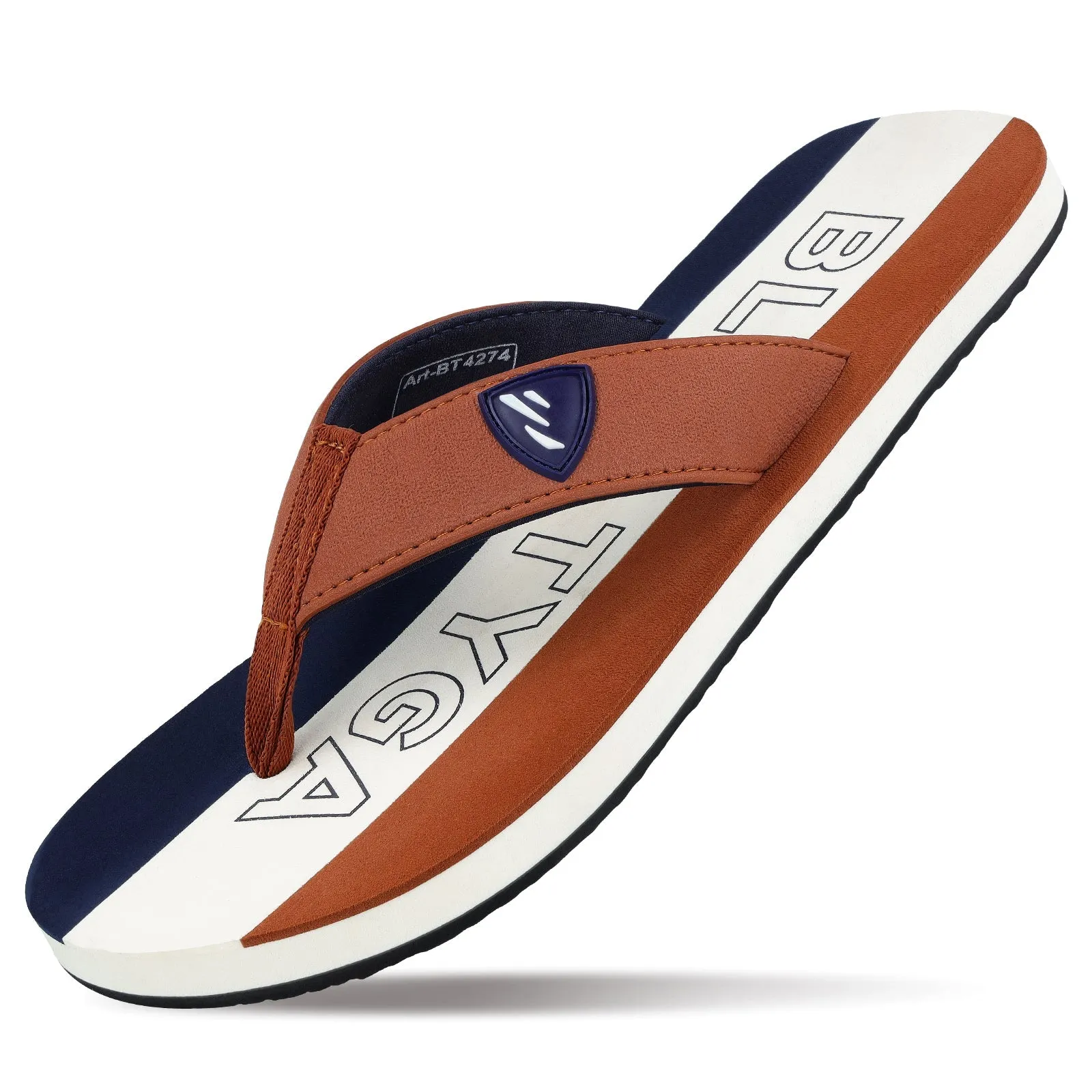 Blue Tyga Gents Flip Flop Thong  - BT4274 Tan Blue