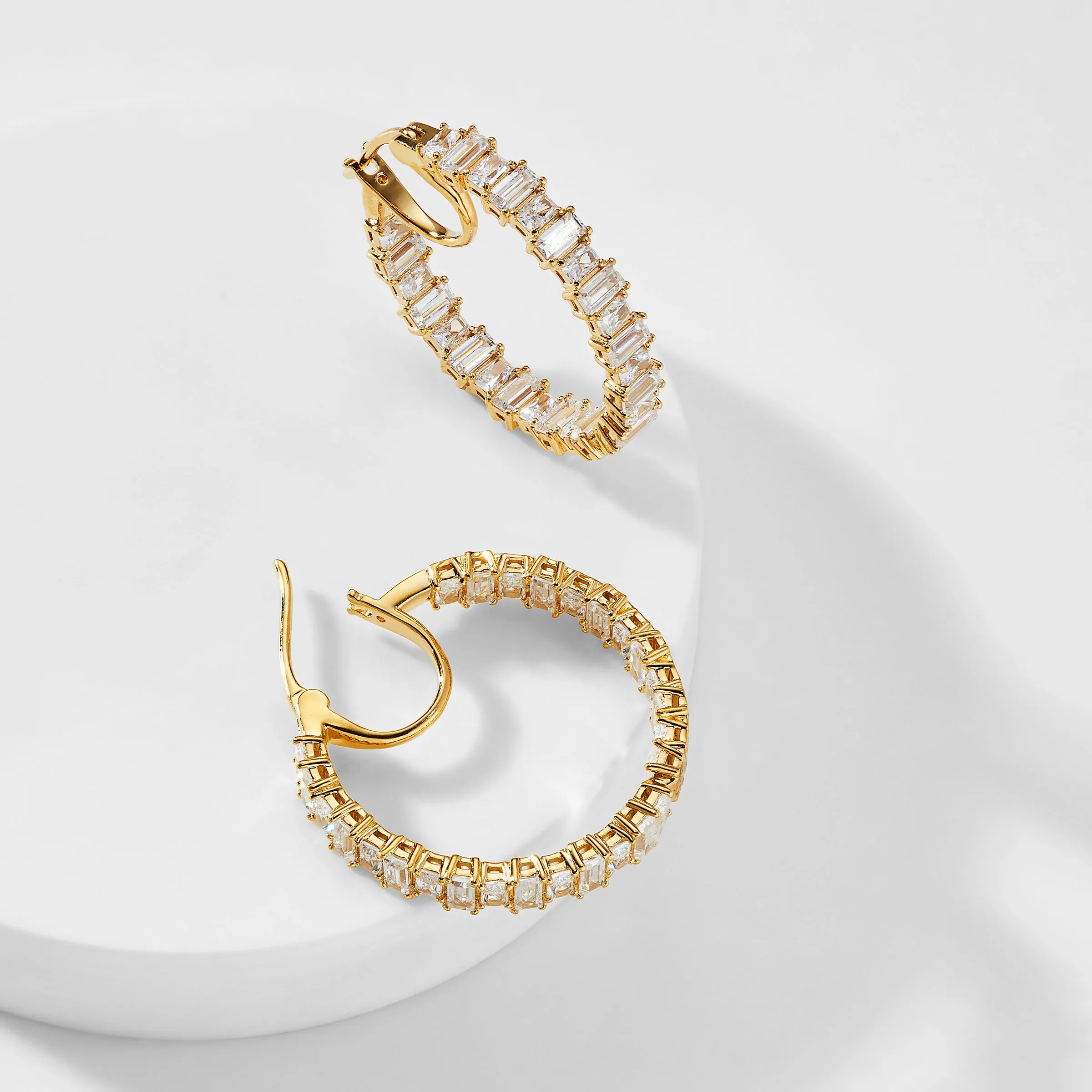 CHATEAU BAGUETTE CZ HOOP EARRINGS