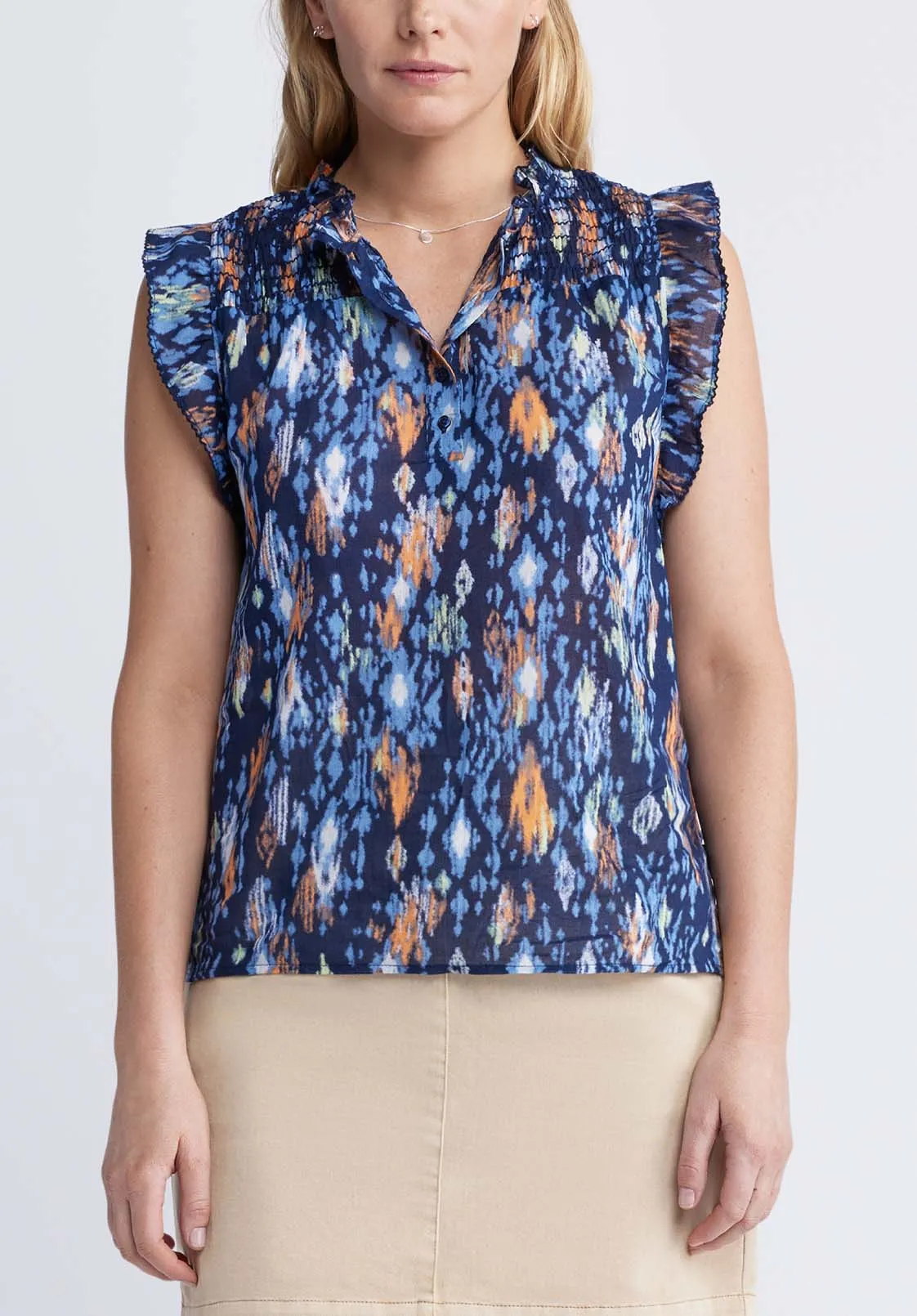 Cinza Women’s Printed Top in Navy - WT0099P