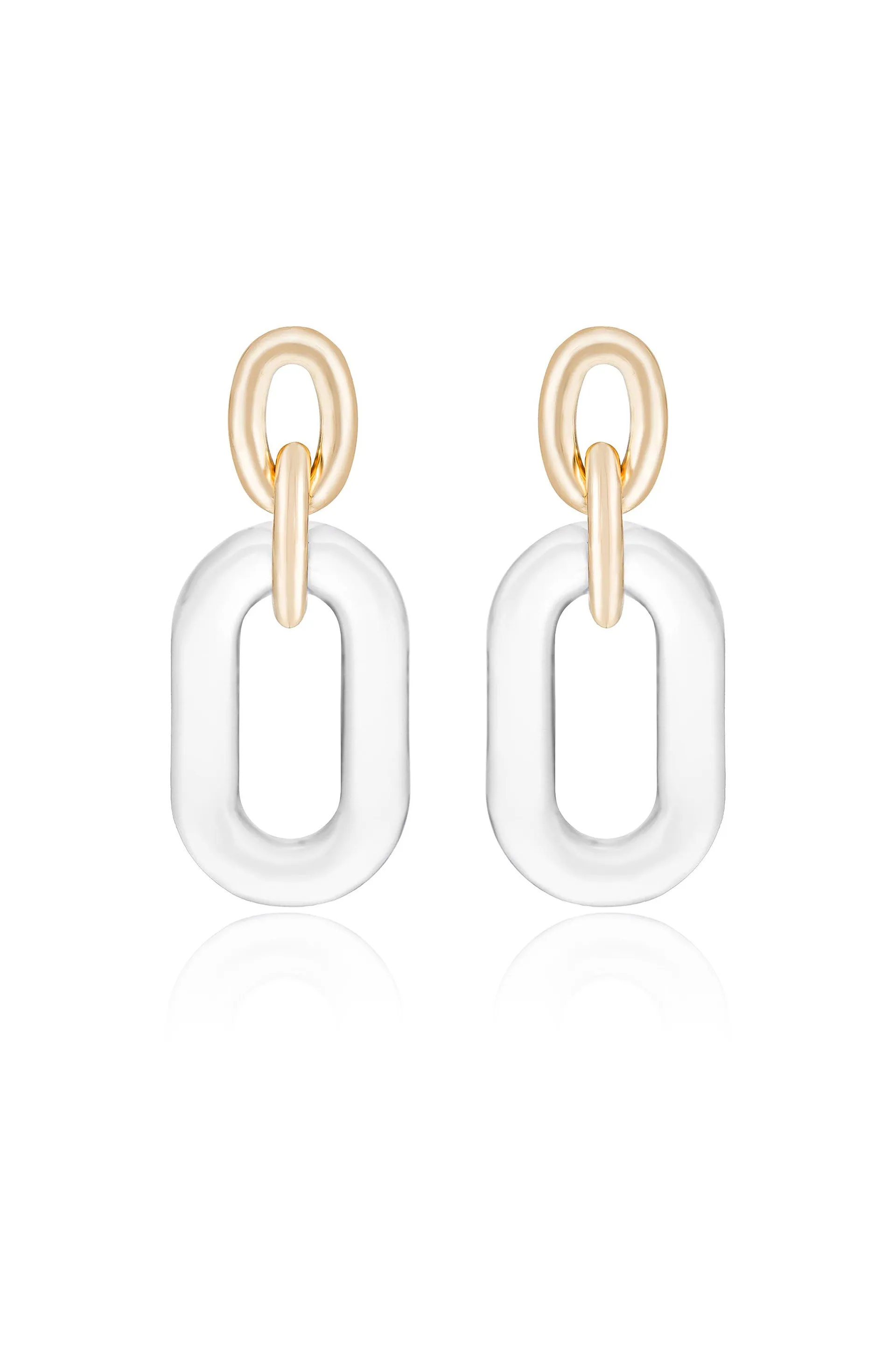 Clear Resin Paperclip Oval Earrings