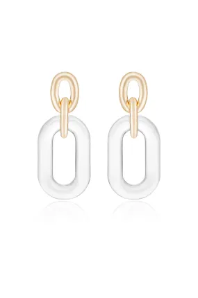 Clear Resin Paperclip Oval Earrings