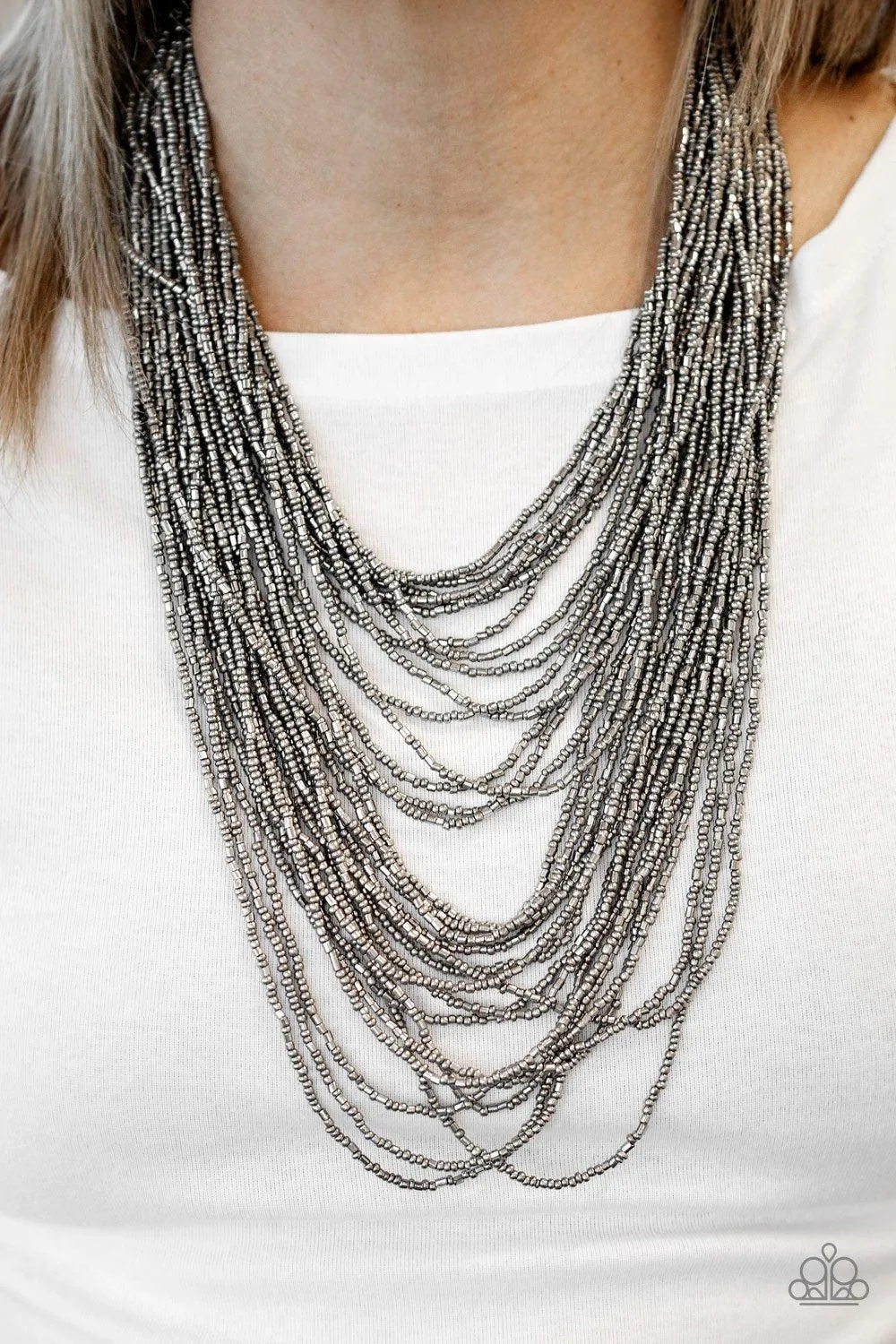 Dauntless Dazzle Gunmetal Black Seed Bead Necklace - Paparazzi Accessories