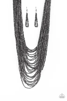 Dauntless Dazzle Gunmetal Black Seed Bead Necklace - Paparazzi Accessories