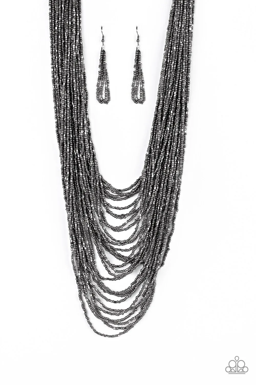 Dauntless Dazzle Gunmetal Black Seed Bead Necklace - Paparazzi Accessories