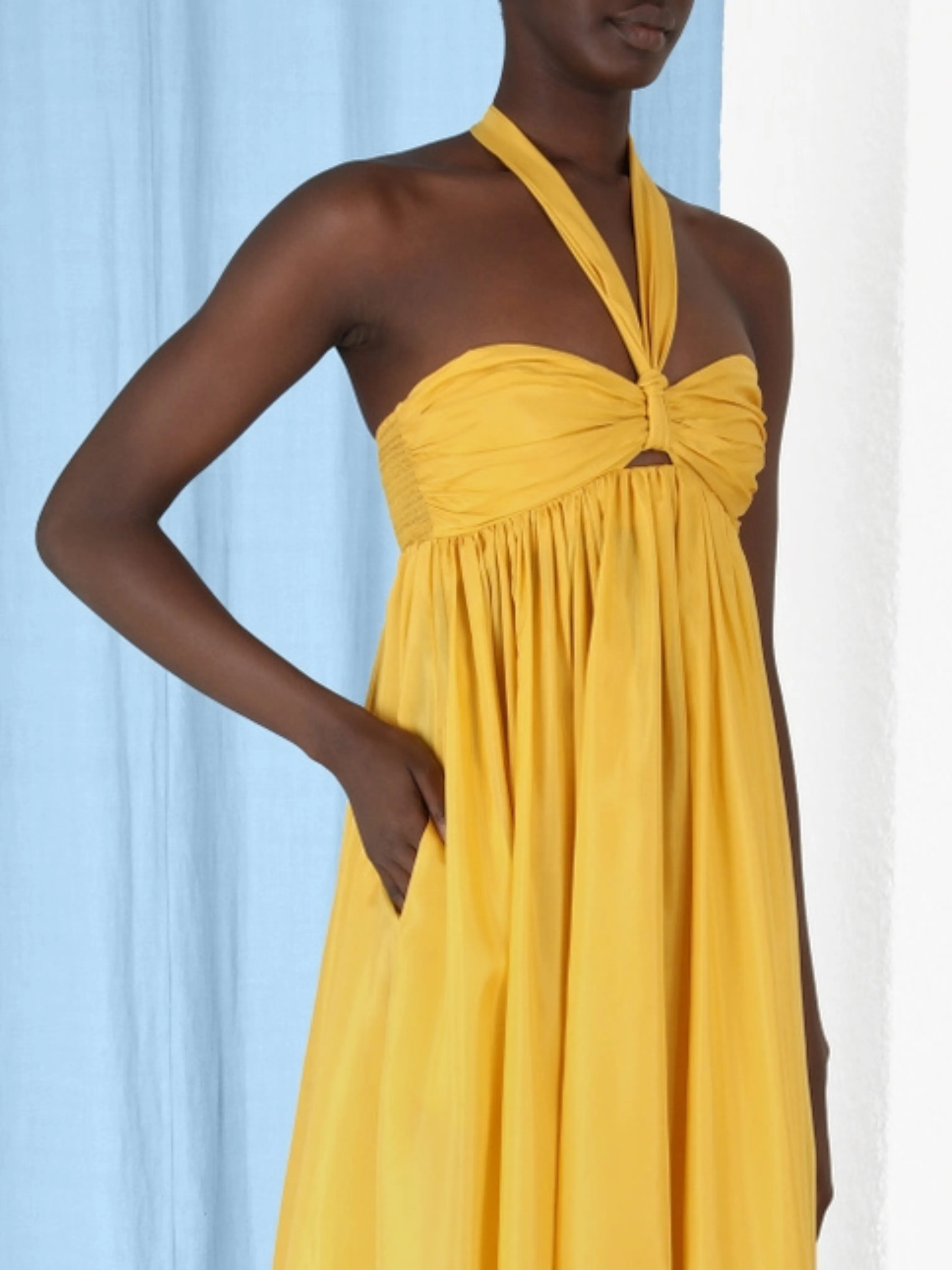 Devi Halter Max Dress in Yellow