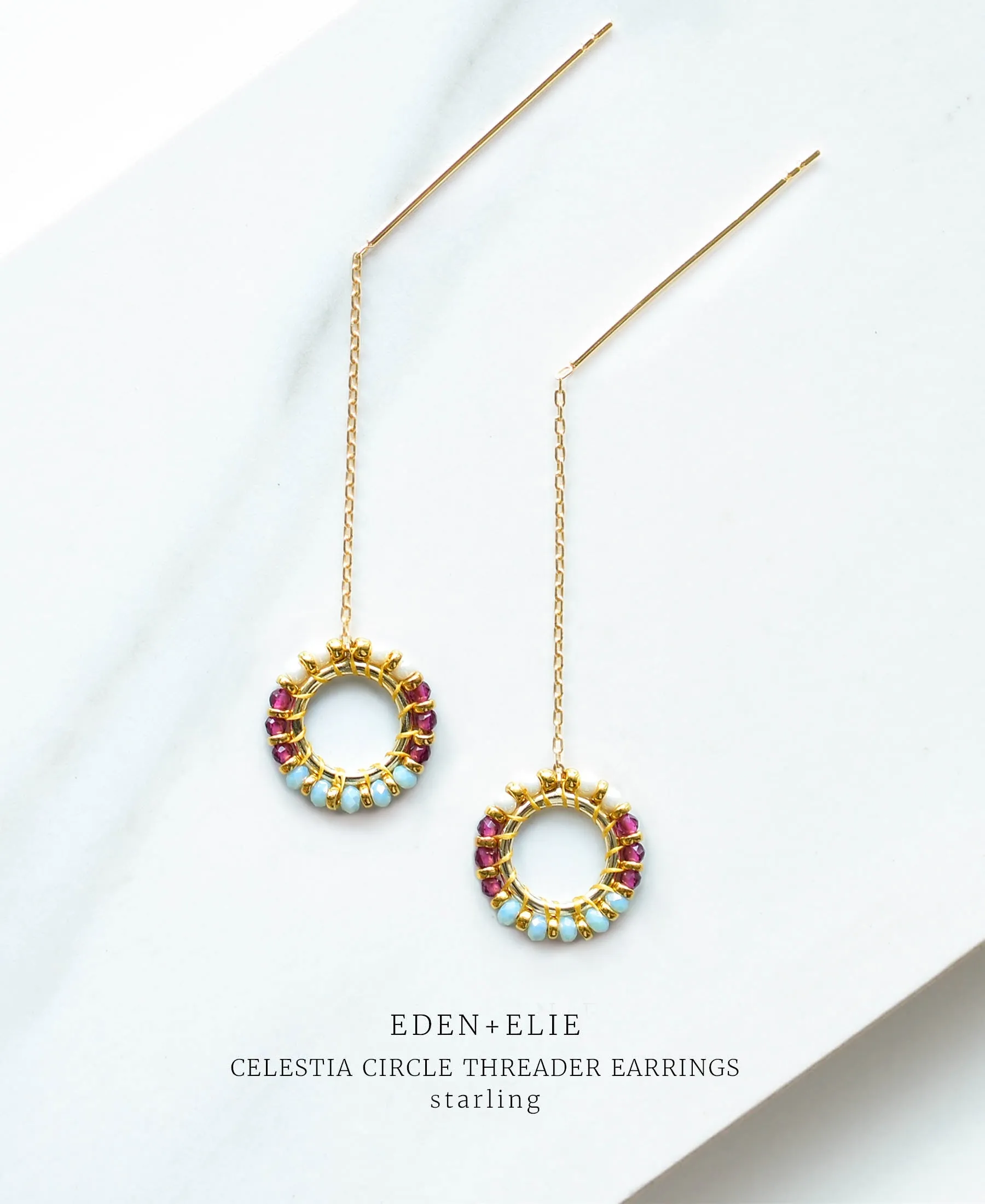 EDEN   ELIE Celestia Circle Threader Earrings - Starling