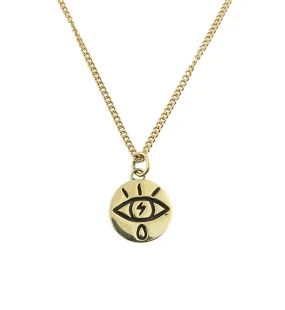 Electric Eye Brass Charm Necklace