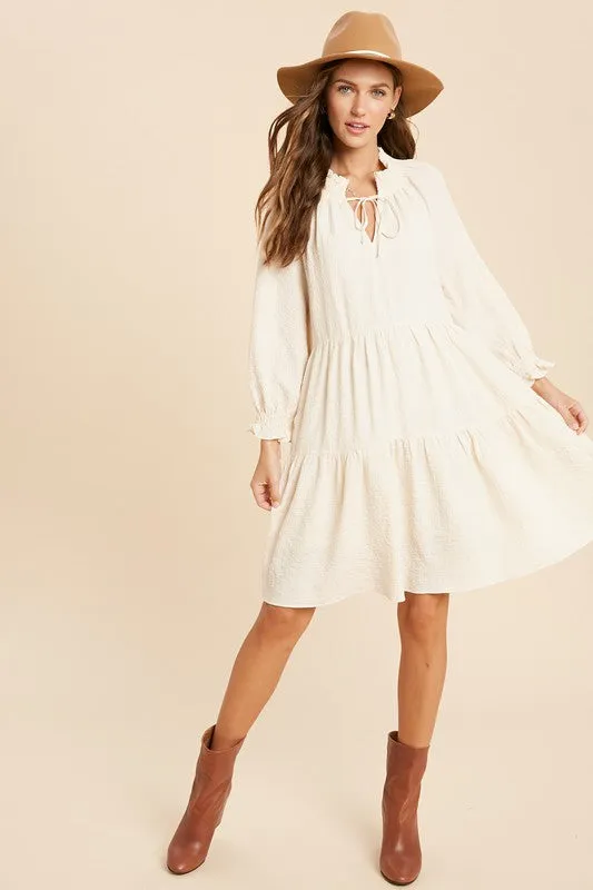 Elsie Ruffle Dress in Cream