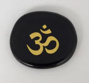 Flat, Obsidian/Black w-Gold Om Symbol