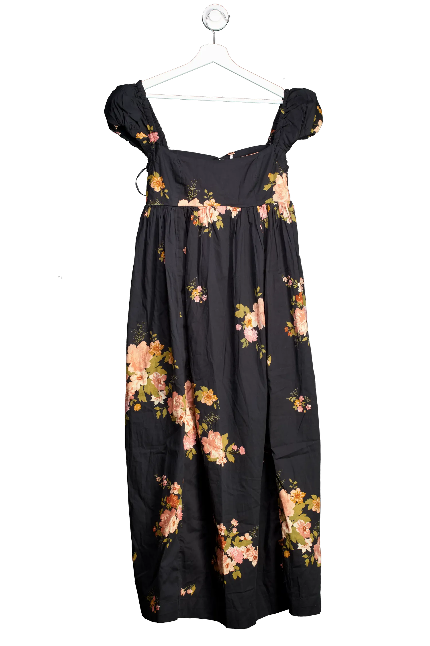 Free People Black Linda Lou Poplin Maxi Dress UK XS