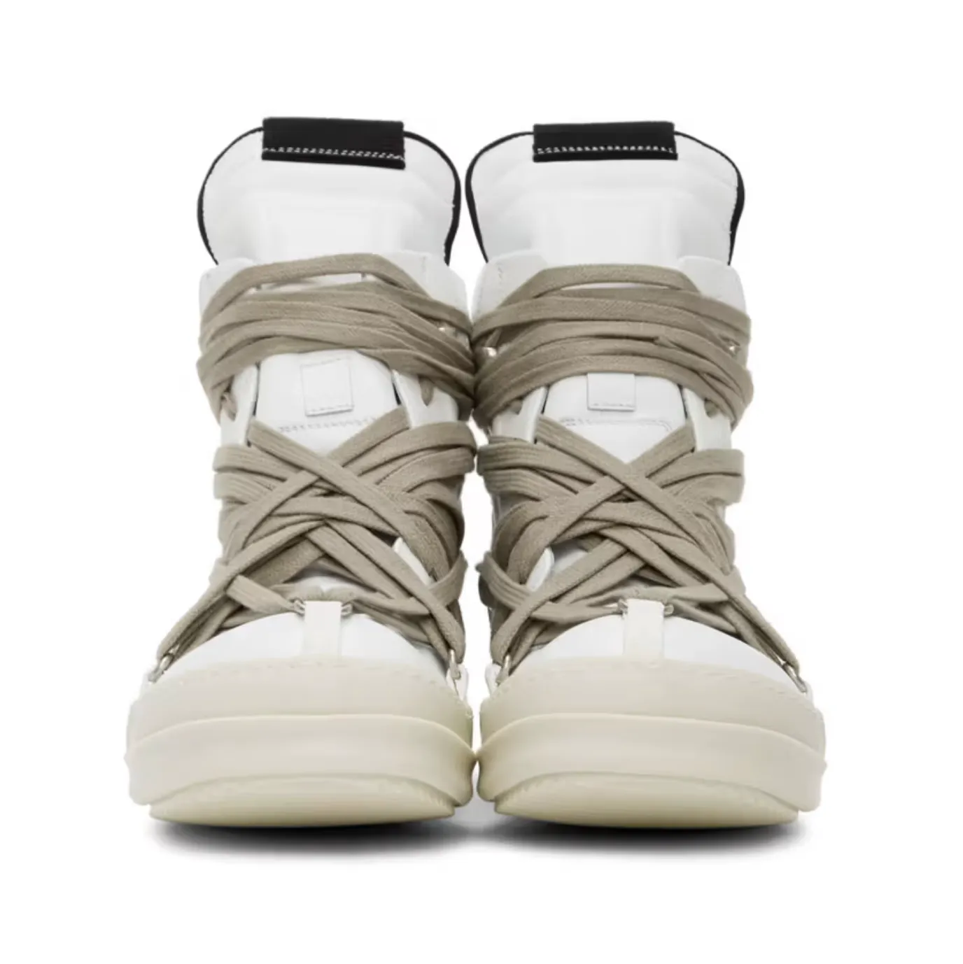 GEOBASKET “TECUATL” TWO-TONE LEATHER HIGH TOP SNEAKERS - WHITE