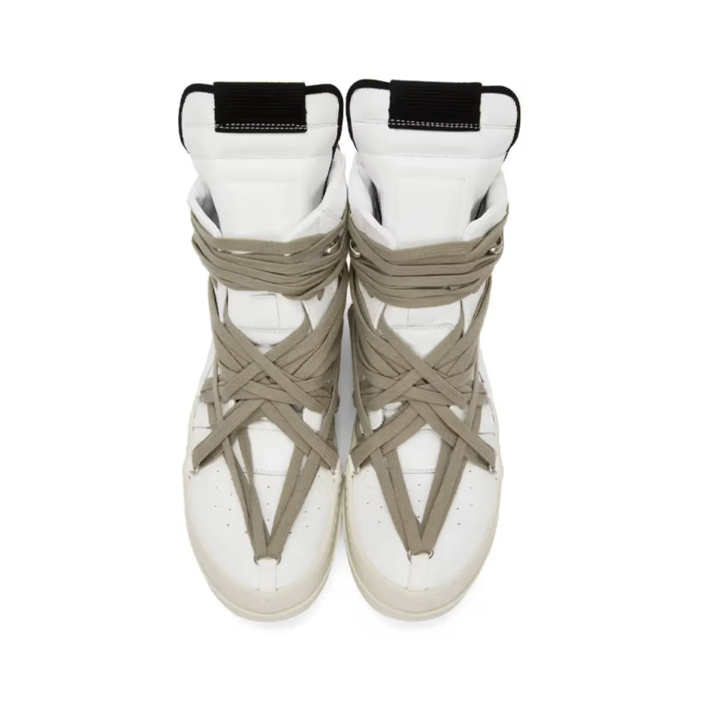 GEOBASKET “TECUATL” TWO-TONE LEATHER HIGH TOP SNEAKERS - WHITE