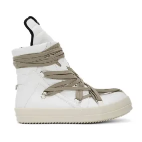 GEOBASKET “TECUATL” TWO-TONE LEATHER HIGH TOP SNEAKERS - WHITE