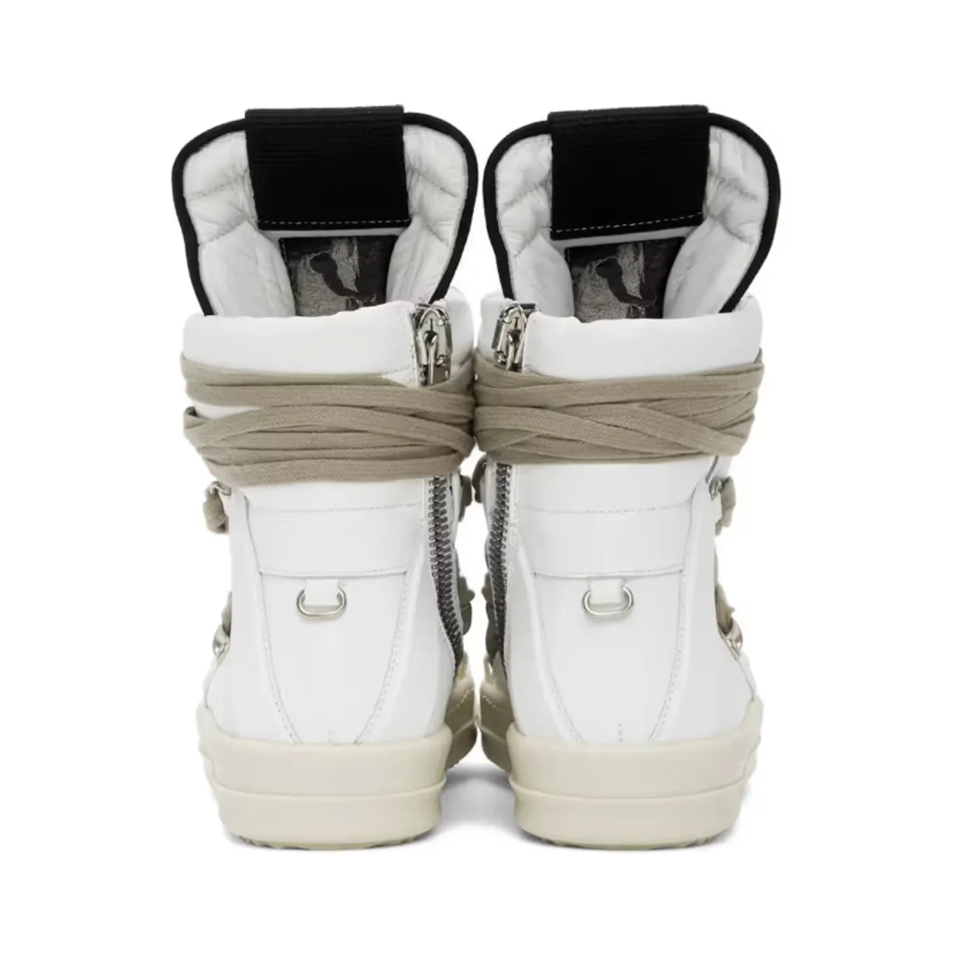 GEOBASKET “TECUATL” TWO-TONE LEATHER HIGH TOP SNEAKERS - WHITE