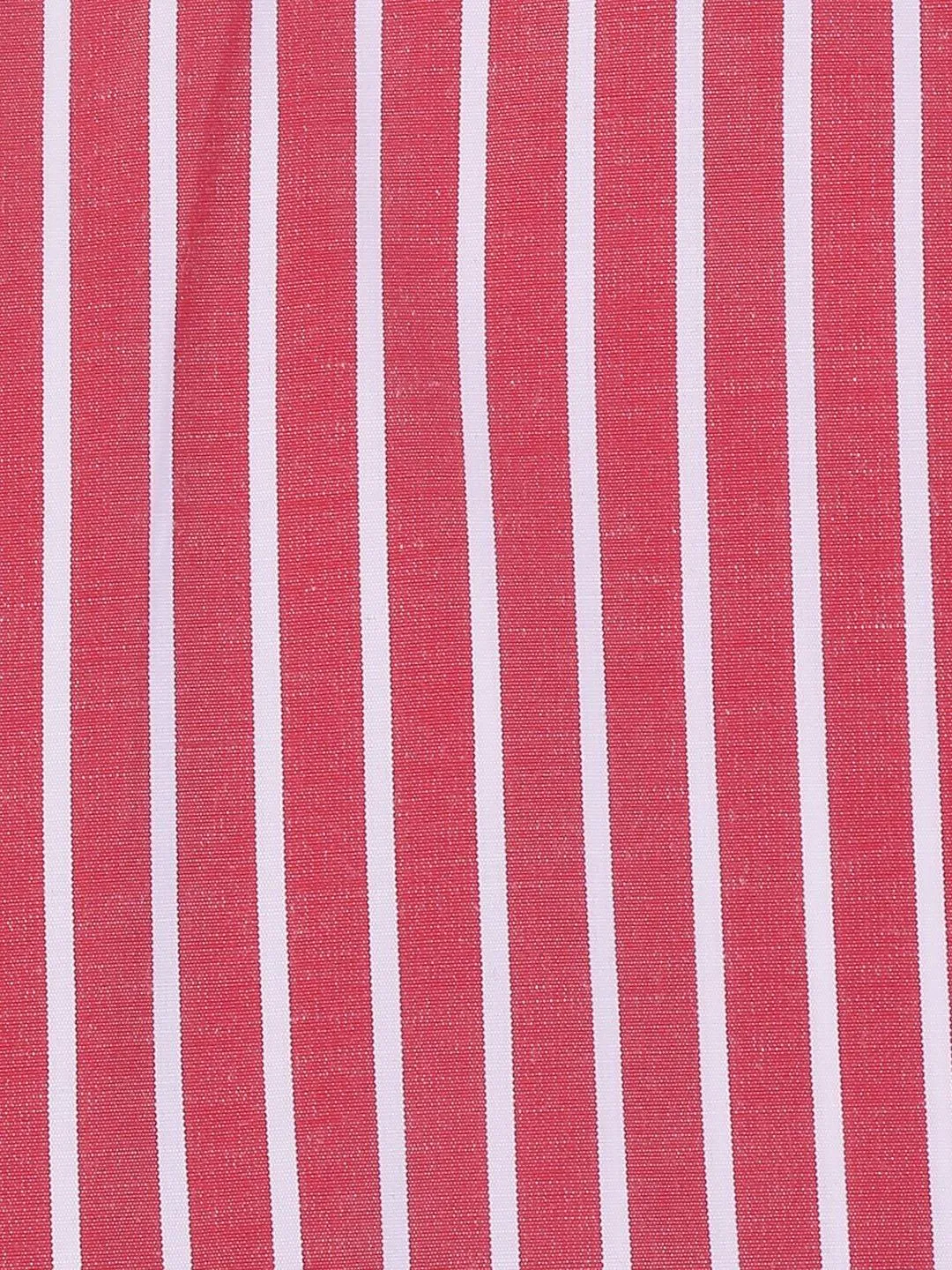 Girls Red & White Striped Shirt Style Top