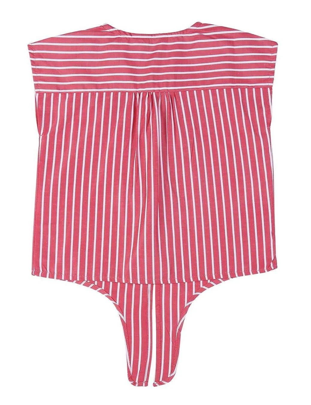 Girls Red & White Striped Shirt Style Top