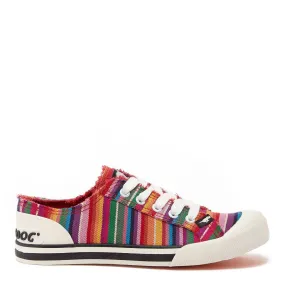 Jazzin Red Multi Stripe Trainers