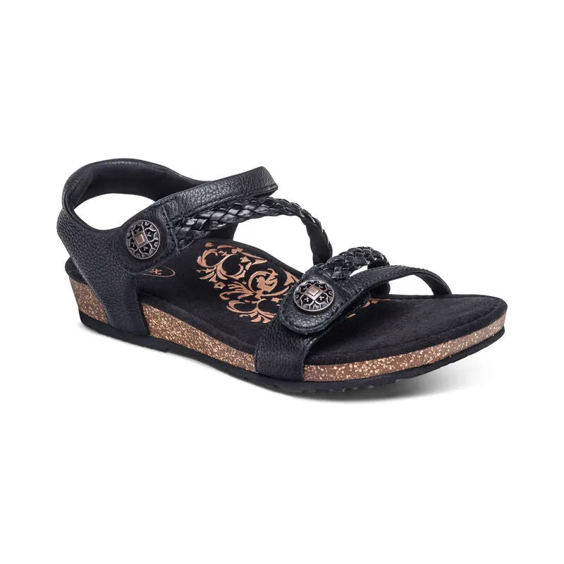 Jillian Women's Braided Quarter Strap Sandal - Black