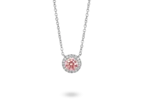 Lab-Grown Diamond 1ct. tw. Halo 14k Gold Pendant | Pink