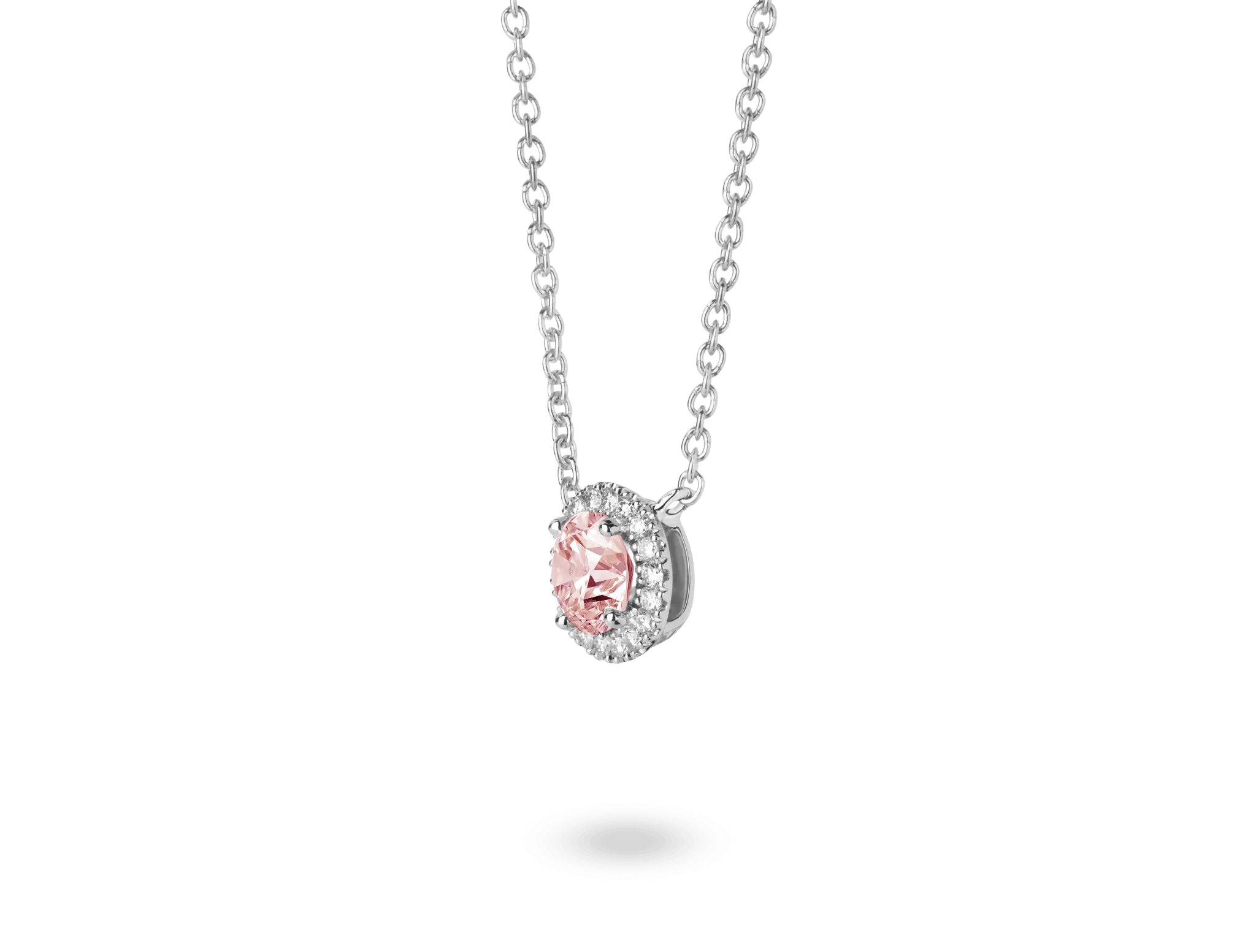 Lab-Grown Diamond 1ct. tw. Halo 14k Gold Pendant | Pink