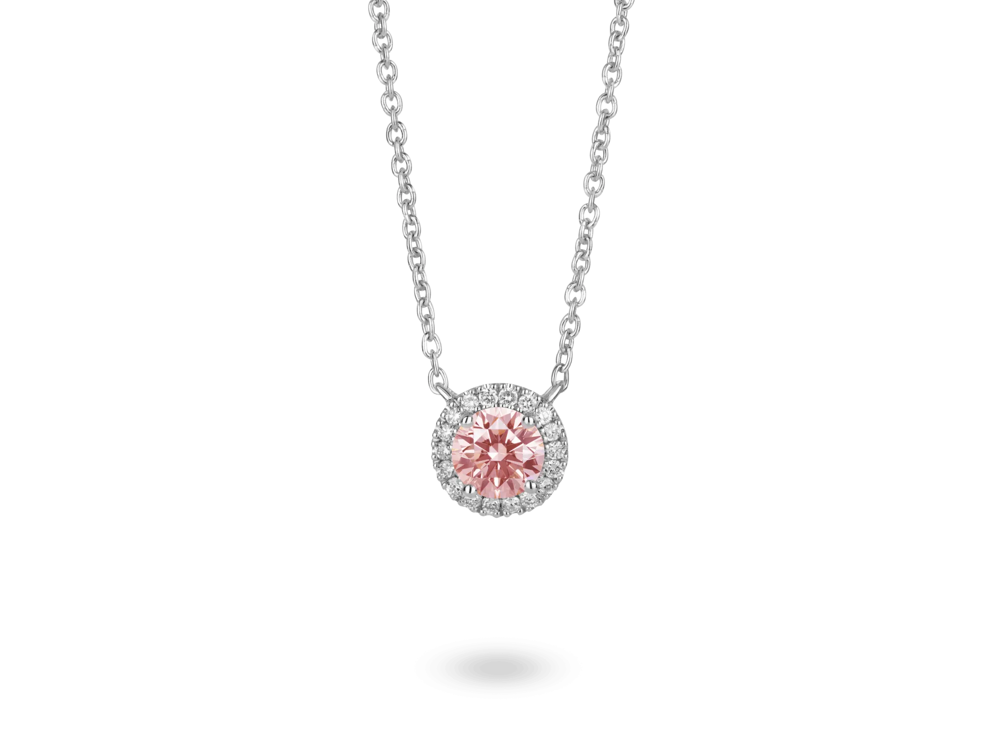 Lab-Grown Diamond 1ct. tw. Halo 14k Gold Pendant | Pink