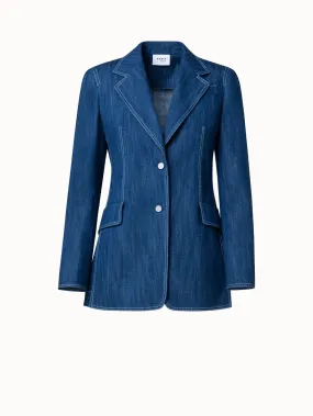 Langer Blazer aus gewaschenem Denim