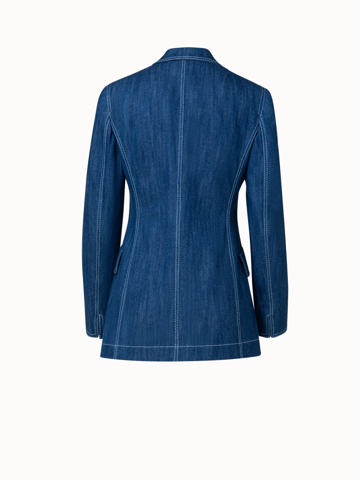 Langer Blazer aus gewaschenem Denim