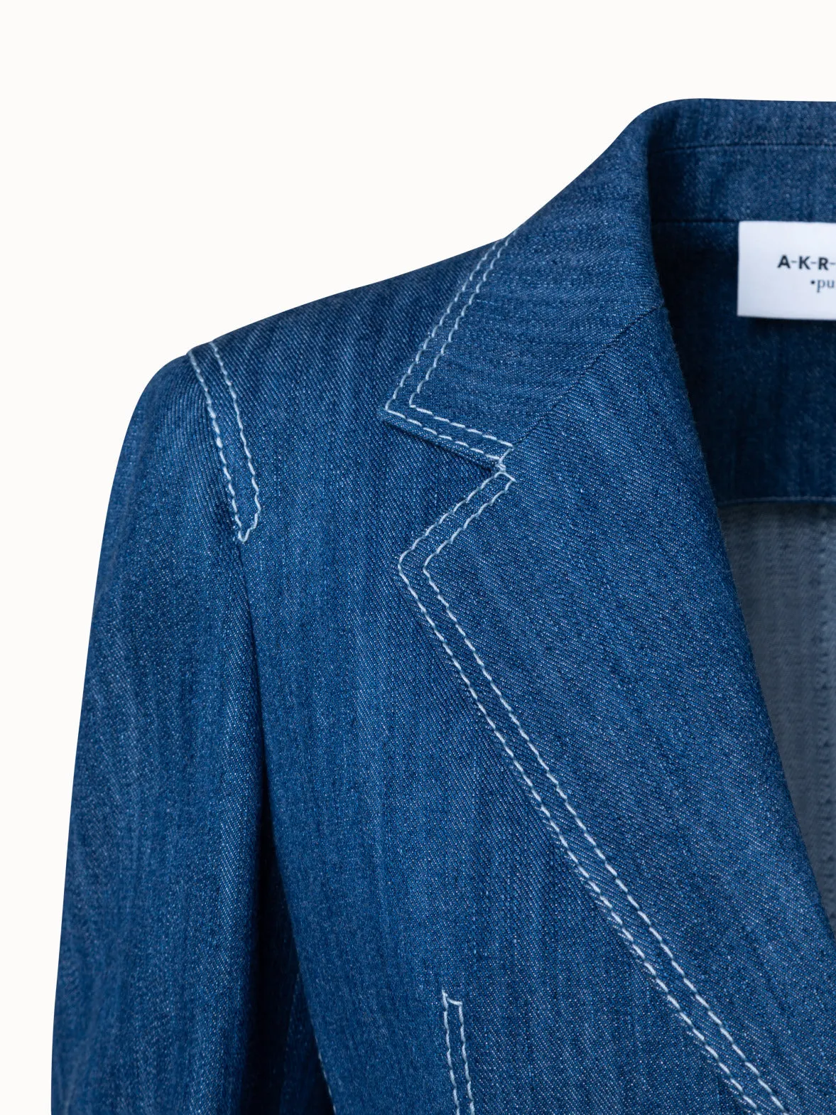 Langer Blazer aus gewaschenem Denim