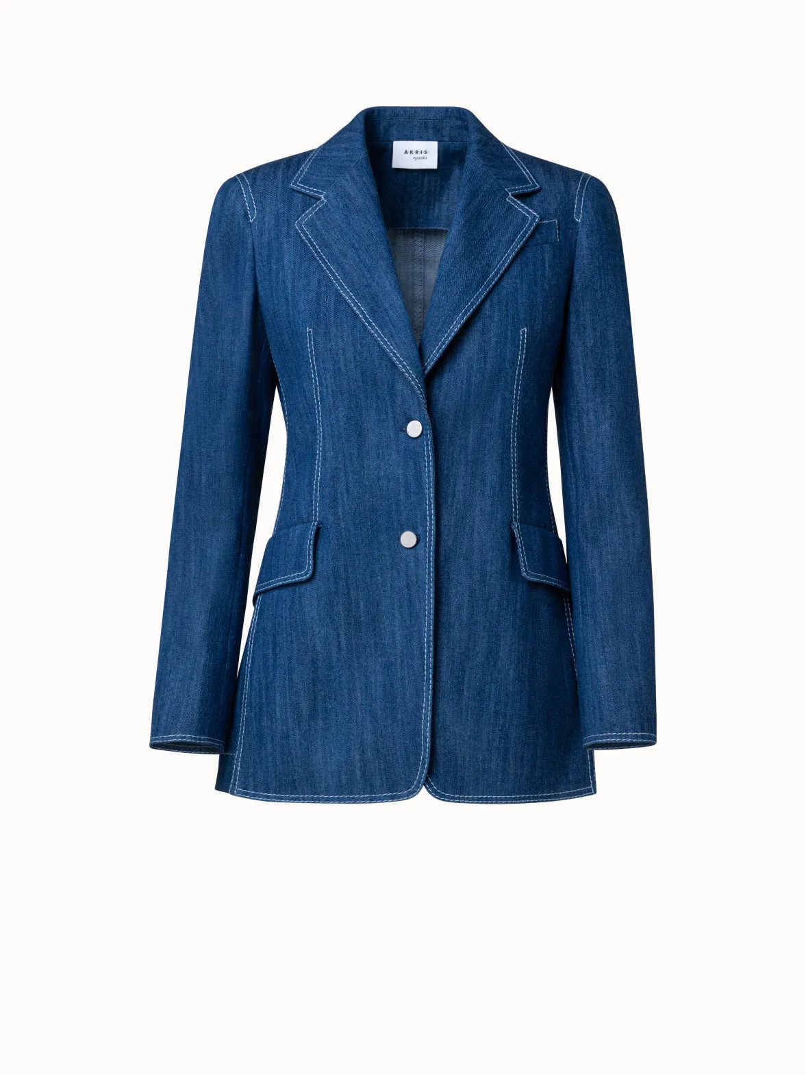 Langer Blazer aus gewaschenem Denim