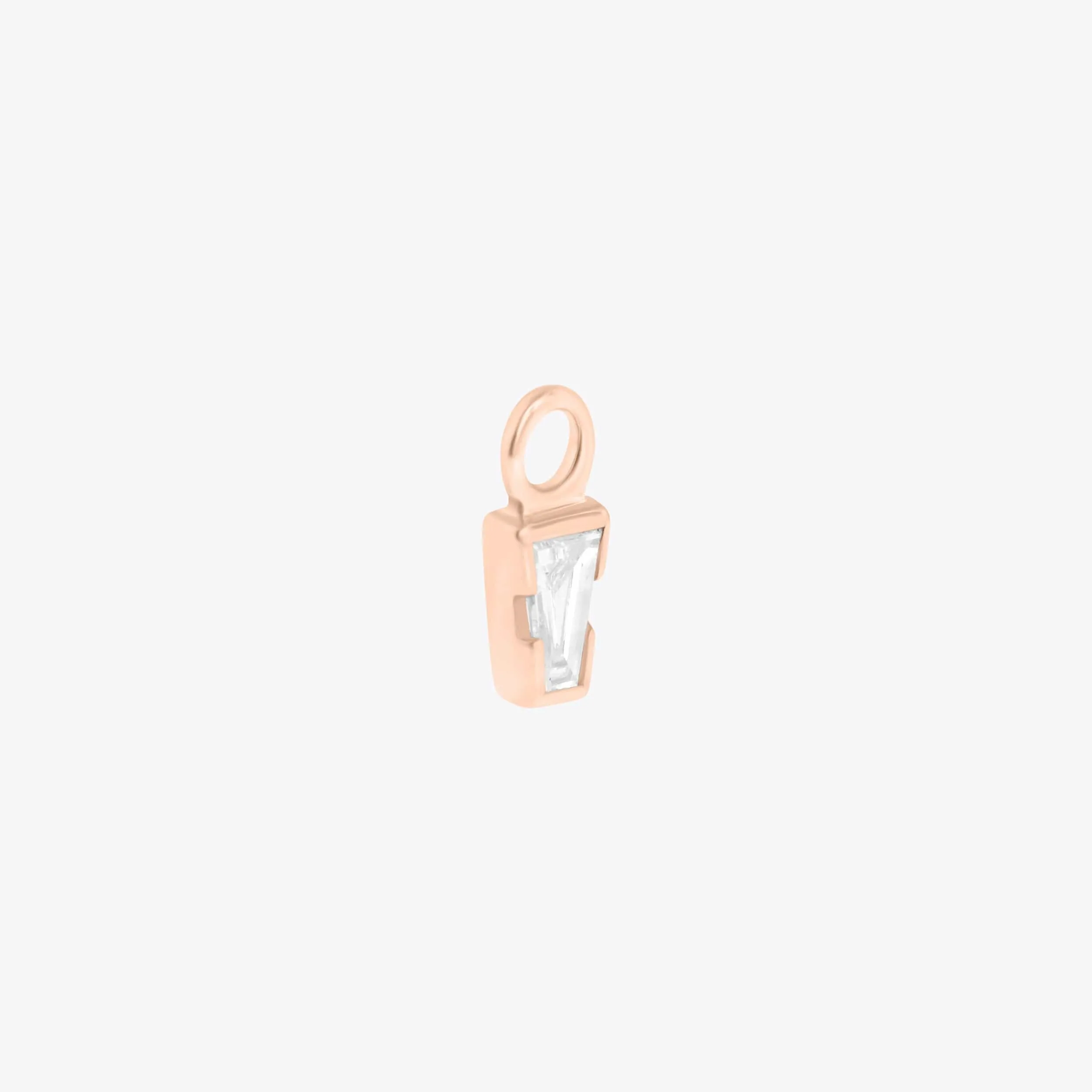 Linda Tapered Baguette Charm - 14K ROSE - Diamond