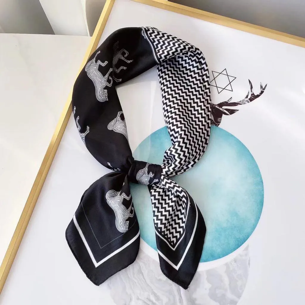 Luxury Print Silk Satin Head Scarf